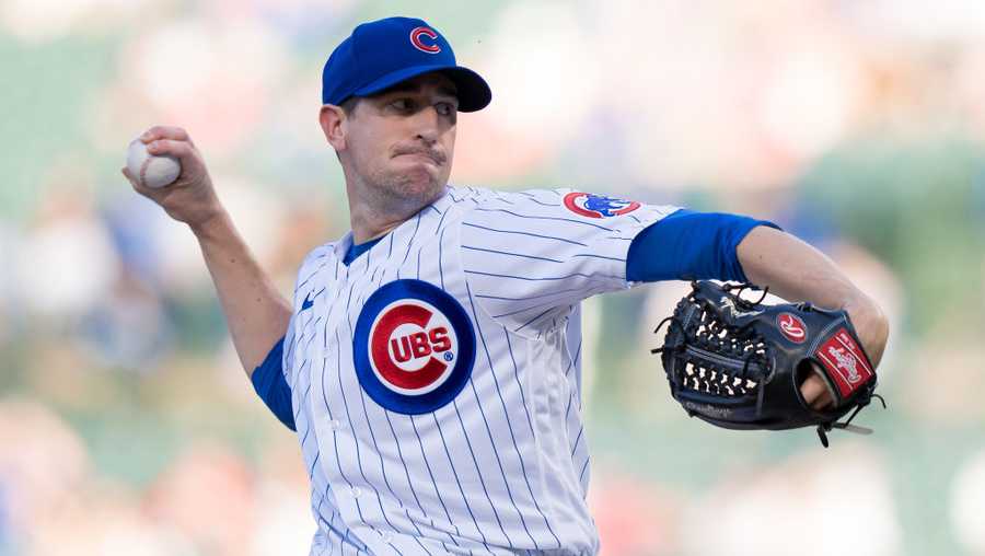 CHICAGO, IL - June 30: Kyle Hendricks of the Chicago Cubs pitches in a game against the Cincinnati Reds at Wrigley Field on June 30, 2022 in Chicago, Illinois. (Photo by Matt Dirksen/Getty Images)